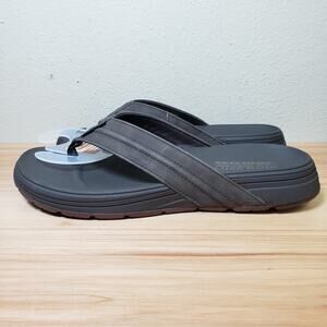 Sketchers Mens 9 Relaxed Fit Luxe Foam Flip Flop Sandals Brown Strap Comfort NWT